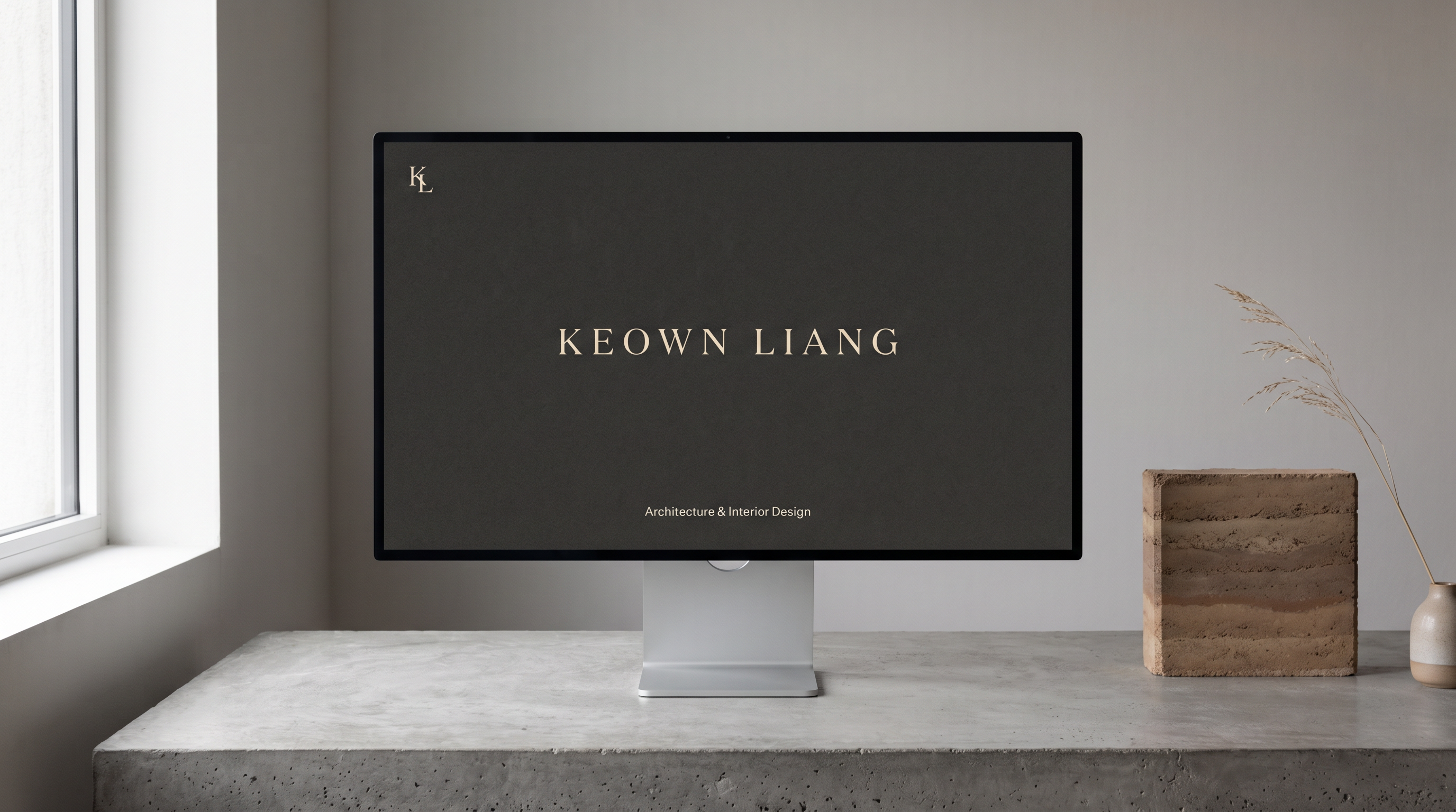 Website mockup on concrete desk