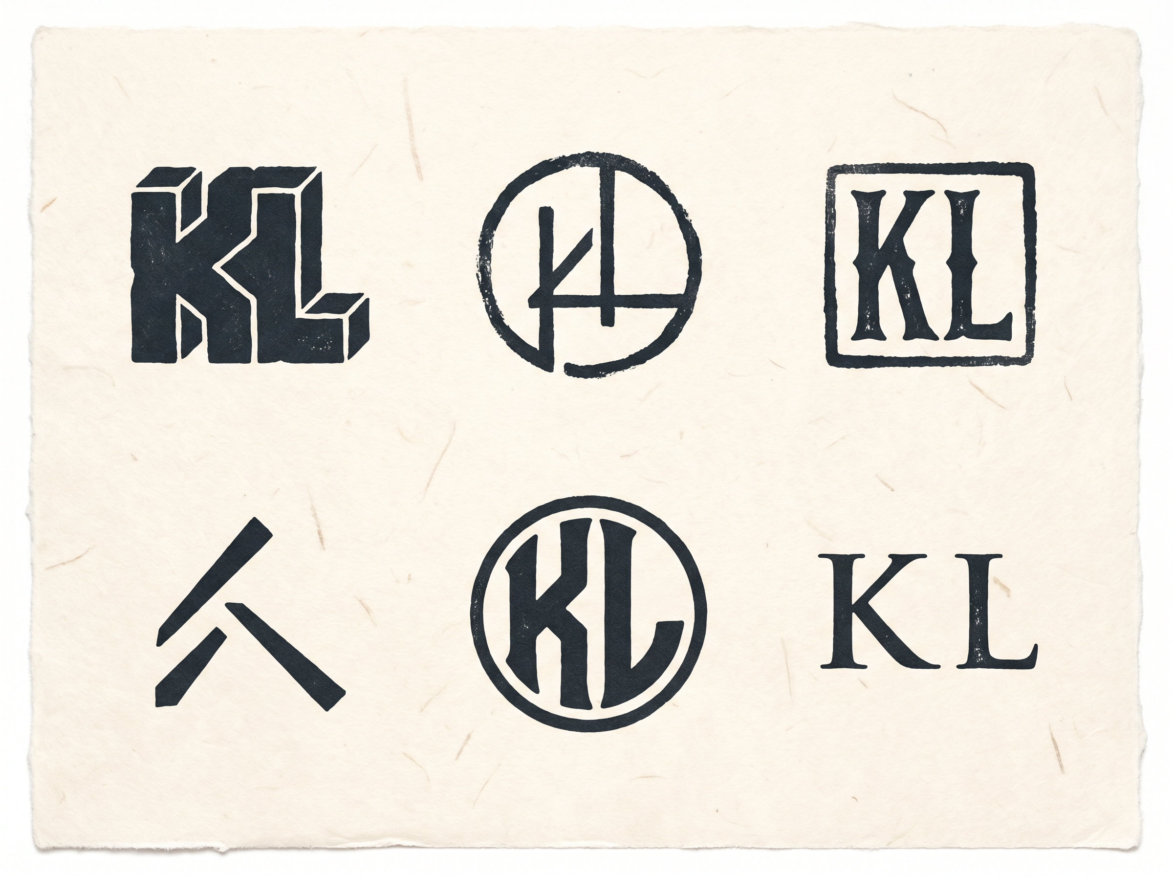 Original logo mark concept explorations: hanko seals and interlocking stone forms